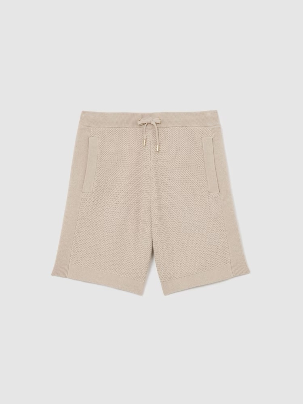 REISS Vigo
Cotton Textured-Knit Drawstring Shorts in Stone